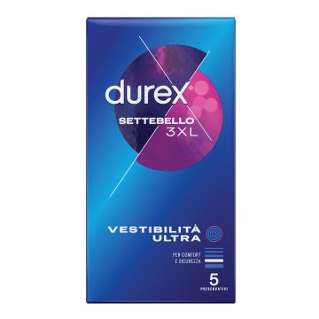 Durex Settebello 3XL Vestibilità Ultrasottile Preservativi 5 Pezzi