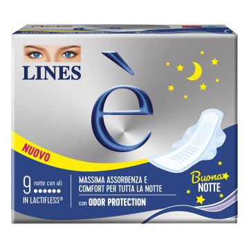 Lines E' Notte Assorbente con Ali in Lactifless 9 Pezzi