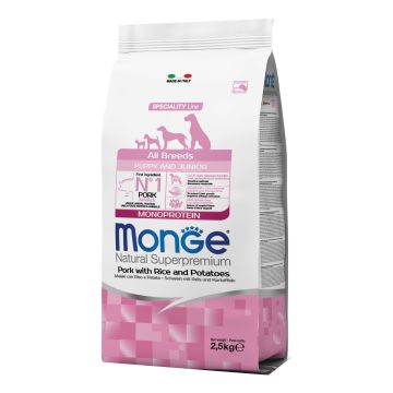 Monge Cane Natural Superpremium Puppy&Junior All Breeds Maiale, Riso & Patate 2,5 Kg