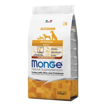 Monge Cane Natural Superpremium Adulto All Breeds Tacchino, Riso & Patate 2,5 Kg