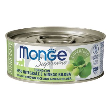 Monge supreme sterilised tonno riso integrale ginkgo biloba 80 g