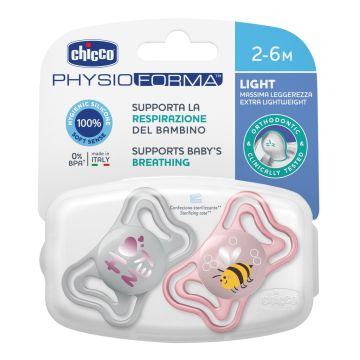 Chicco succhietto light rosa silicone 2-6m 2 pezzi