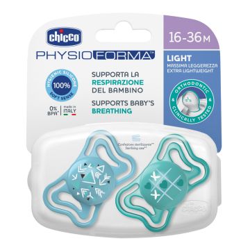 Chicco succhietto light azzurro silicone 16-36m 2 pezzi