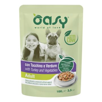 Oasy Cane Straccetti In Salsa Adulto Tacchino & Verdure 100 Gr
