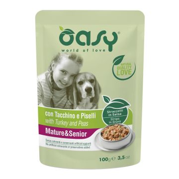 Oasy Cane Straccetti In Salsa Mature&Senior Tacchino & Piselli 100 Gr