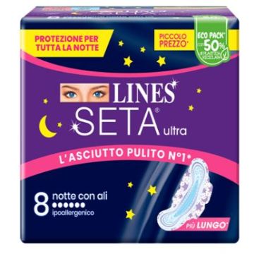 Lines Seta Ultra Assorbenti Notte 8 Pezzi