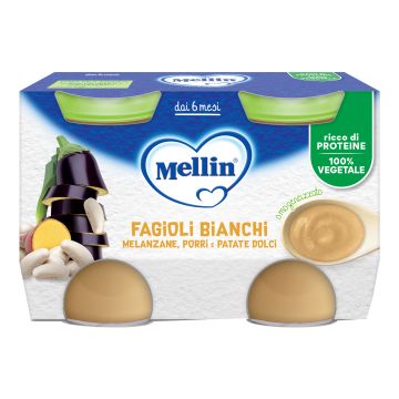 Mellin omogeneizzato fagioli bianchi e melanzane 2 pezzi da 130 g