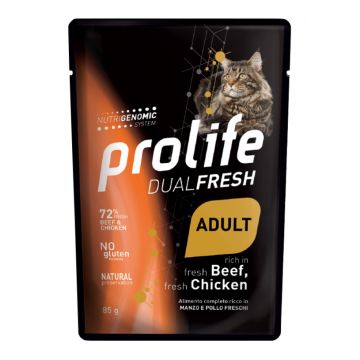 Prolife Gatto Dual Fresh Adulto Manzo & Pollo Busta 85 Gr