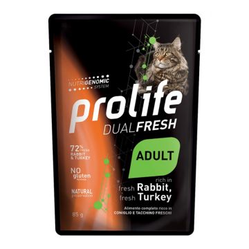Prolife Gatto Dual Fresh Adulto Coniglio & Tacchino Busta 85 Gr