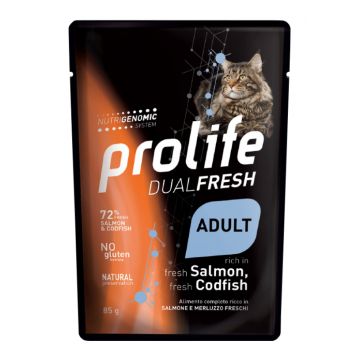 Prolife Gatto Dual Fresh Adulto Salmone & Merluzzo Busta 85 Gr
