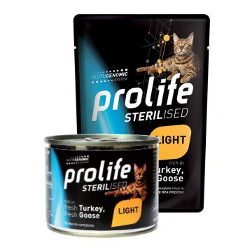 Prolife Gatto Sterilised Light Adulto Tacchino & Oca Busta 85 Gr