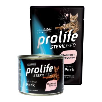 Prolife Gatto Sterilised Sensitive Adulto Maiale & Riso Busta 85 Gr
