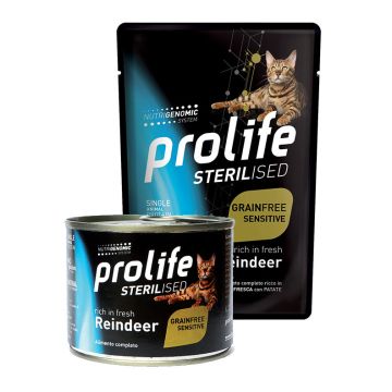 Prolife Gatto Sterilised Grain Free Sensitive Adulto Renna Busta 85 Gr