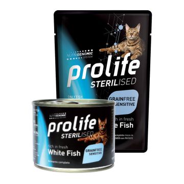 Prolife Gatto Sterilised Sensitive Adulto Pesce Bianco & Patate Busta 85 Gr