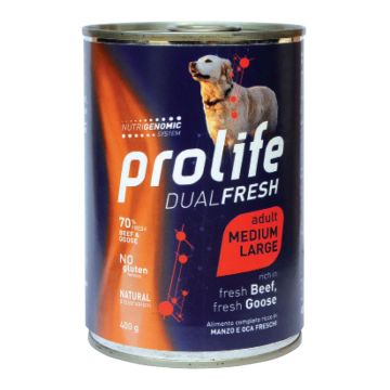 Prolife Cane Dual Fresh Adulto Medium&Large Manzo, Oca & Riso Lattina 400 Gr
