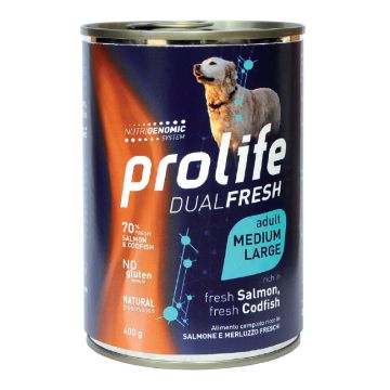 Prolife dog dual fresh adult salmon & codfish medium/large 400 g