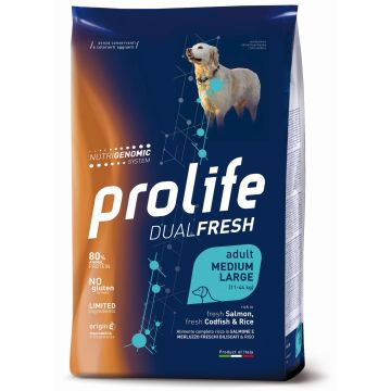 Prolife Cane Dual Fresh Adulto Medium&Large Salmone, Merluzzo & Riso 12 Kg