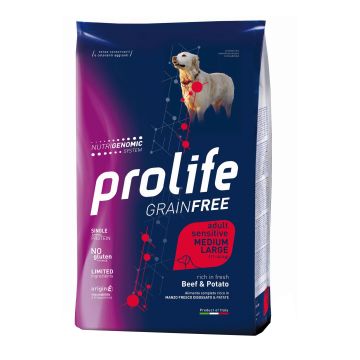 Prolife Cane Grain Free Sensitive Adulto Medium&Large Manzo & Patate 10 Kg