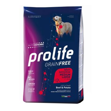 Prolife Cane Grain Free Sensitive Adulto Medium&Large Manzo & Patate 2,5 Kg