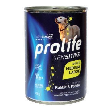 Prolife Cane Sensitive Adulto Medium&Large Coniglio & Patate Lattina 400 Gr