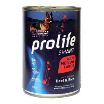 Prolife Cane Smart Adulto Medium&Large Manzo & Riso Lattina 400 Gr