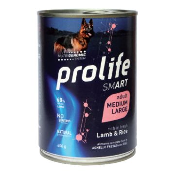 Prolife Cane Smart Adulto Medium&Large Agnello & Riso Lattina 400 Gr