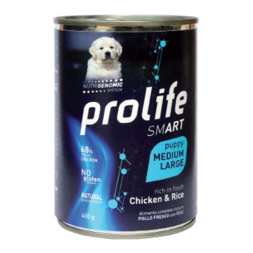 Prolife Cane Smart Puppy Medium&Large Pollo & Riso Lattina 400 Gr