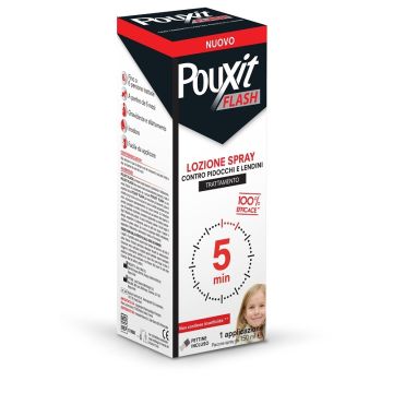 Lozione spray contro pidocchi e lendini pouxit flash trattamento con pettine incluso 150 ml