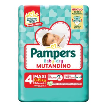 Pampers baby dry pannolino mutandina maxi small pack 16 pezzi