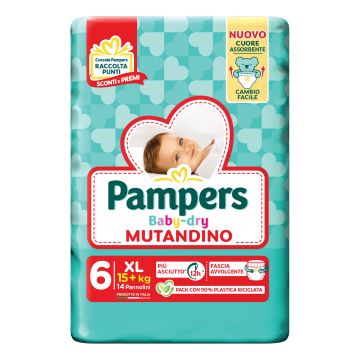 Pampers baby dry pannolino mutandina xl small pack 14 pezzi