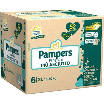 Pampers baby dry quadri pannolino downcount xl 52 pezzi