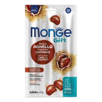 Monge dog sticks gift sensitive digestion ricco in agnello fresco con castagne e inulina 45 g