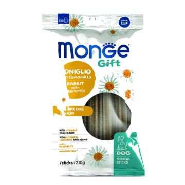 Monge dog dental sticks gift allbreeds senior coniglio con camomilla 210 g