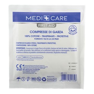 Garza medicare cotone 10x10 cm 25 pezzi