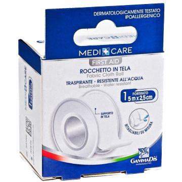 Cerotto in rocchetto medicare  tela bianco plus 500x2,5 cm