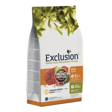 Exclusion Cane Mediterraneo Puppy Medium Manzo 12 Kg