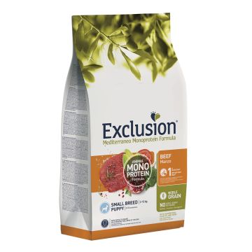 Exclusion Cane Mediterraneo Puppy Small Manzo 500 Gr