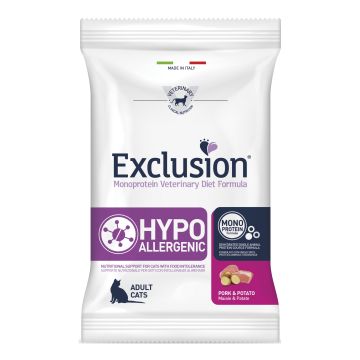 Exclusion Gatto Diet Hypoallergenic Adulto Maiale & Patate 1,5 Kg
