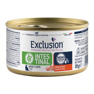 Exclusion Gatto Diet Intestinal Adulto Maiale & Riso Lattina 85 Gr