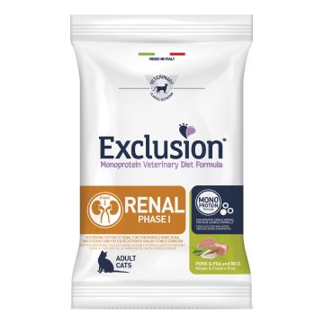 Exclusion Gatto Diet Renal Fase 1 Adulto Maiale, Piselli & Riso 1,5 Kg