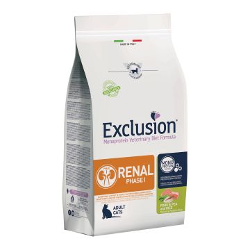 Exclusion Gatto Diet Renal Fase 1 Adulto Maiale, Piselli & Riso 300 Gr