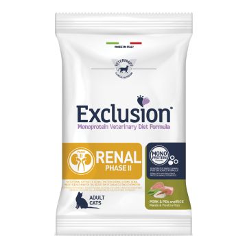 Exclusion Gatto Diet Renal Fase 2 Adulto Maiale, Piselli & Riso 1,5 Kg