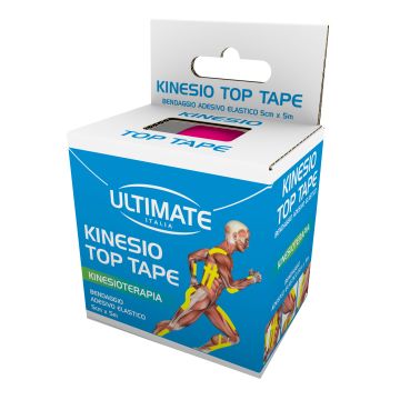 Bendaggio adesivo elastico ultimate italia kinesio top tape fucsia 5 cm x 5 m