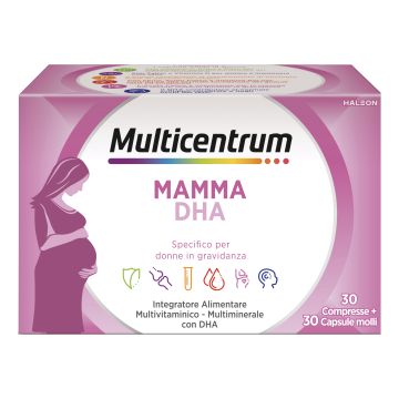 Multicentrum Mamma DHA Integratore Alimentare Multivitaminico Gravidanza 30 Compresse + 30 Capsule Molli