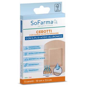 Cerotto cicatrizzante sofarmapiu' 10x7,5 cm 5 pezzi