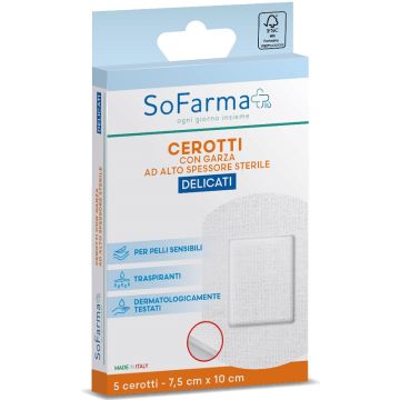 Cerotto delicato sofarmapiu' 7,5x10 cm 5 pezzi