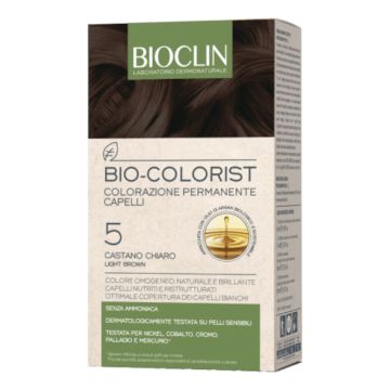 Bioclin bio colorist 5 castani ch kit composto da bio-colorist crema colorante cap 3 50ml+bio-colorist rilevatore crema 75ml+ biocolor protect maschera 10ml+ shampoo postcolore10ml