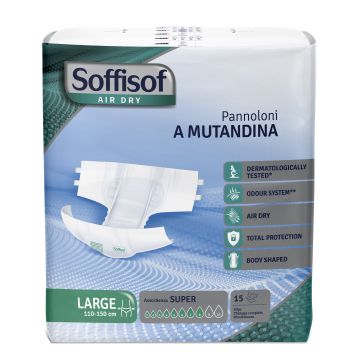Pannolino mutandina air dry soffisof super l 15 pezzi