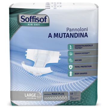 Soffisof air dry pannolino mutandina maxi plus l 15 pezzi