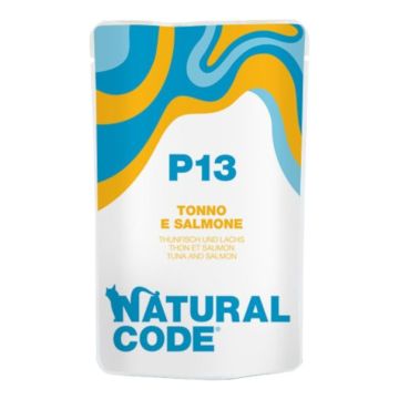 Natural Code Gatto Busta (P13) Adulto Tonno & Salmone 70 Gr     Temporaneamente Mancante Dall'Azienda Produttrice